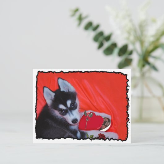 Valentijns Husky Feestdagenkaart (Staand voorkant)