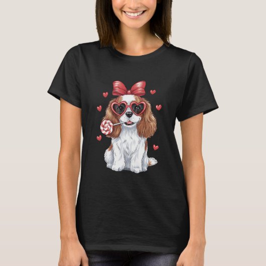 Valentijns Joy Cavalier Spaniel Sweet Lollipop T-shirt (Voorkant)
