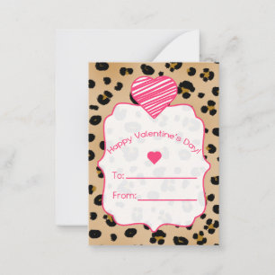 Valentijns Kaarten - Set van 100 - Leopard Print Notitiekaartje