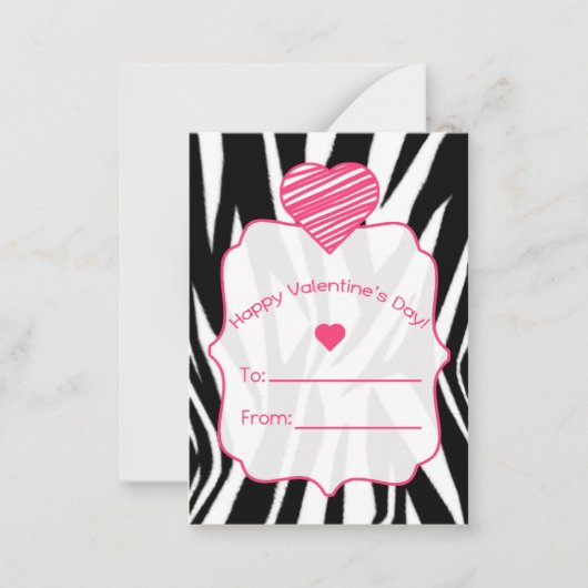 Valentijns Kaarten - Set van 100 - Zebra Print Notitiekaartje (Voorkant)