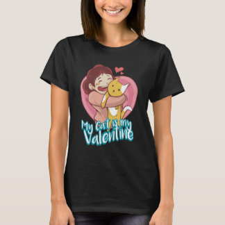 Valentijns Kat Vrouwen Zwart T-shirt
