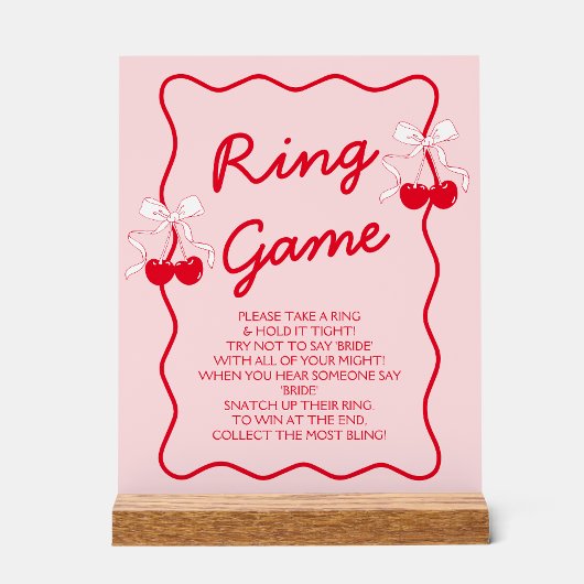 Valentijns Kersen Bruiloftsshower Ring Spel Acryl Bord
