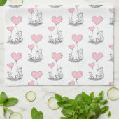 Valentijns Keukenhanddoek Foxy Roze Hart (Gevouwen)