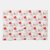 Valentijns keukenhanddoek hond rood hart (Horizontaal)