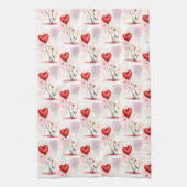 Valentijns keukenhanddoek hond rood hart (Verticaal)