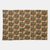 Valentijns keukenhanddoek hond rood hart (Horizontaal)