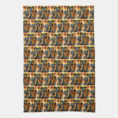 Valentijns keukenhanddoek hond rood hart (Verticaal)