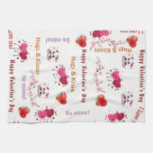 Valentijns keukenhanddoek kat rode hart (Horizontaal)