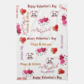 Valentijns keukenhanddoek kat rode hart (Verticaal)