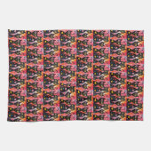 Valentijns keukenhanddoek kat rode hart (Horizontaal)