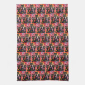 Valentijns keukenhanddoek kat rode hart (Verticaal)