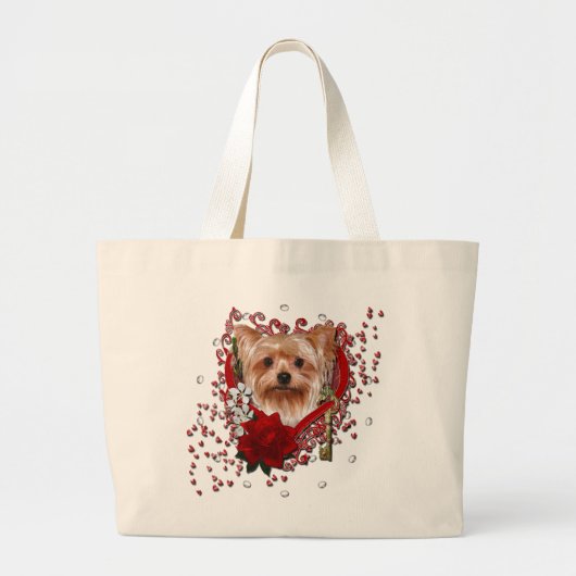 Valentijns - Key of My Heart - Yorkshire Terrier Grote Tote Bag (Voorkant)