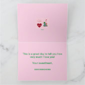 Valentijn's kleurrijke kikker paar met harten kaart (Binnen)