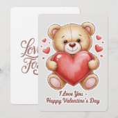 Valentijns knuffelbeer feestdagenkaart (Voorkant / Achterkant)