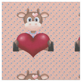 Valentijns Koe & Rood Hart Bruin Stof
