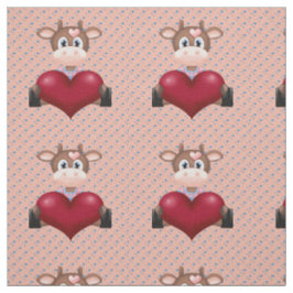 Valentijns Koe & Rood Hart Bruin Stof