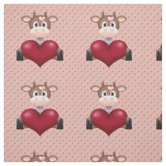Valentijns Koe & Rood Hart Bruin Stof (Swatch)