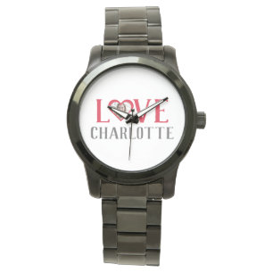 Valentijns Koppel Hart Aangepaste gepersonaliseer Horloge