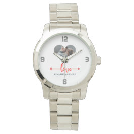 Valentijns  Koppel Hart Aangepaste gepersonaliseer Horloge
