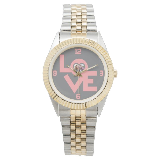 Valentijns  Koppel Hart Aangepaste gepersonaliseer Horloge (Voorkant)