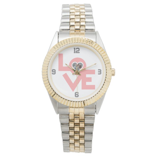 Valentijns  Koppel Hart Aangepaste gepersonaliseer Horloge (Voorkant)
