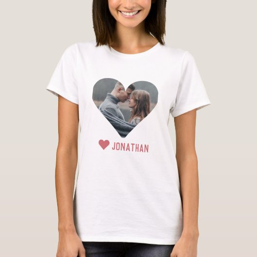 Valentijns  Koppel Hart Aangepaste gepersonaliseer T-shirt (Voorkant)
