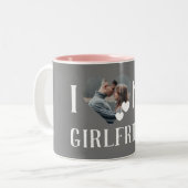 Valentijns  Koppel Hart Aangepaste gepersonaliseer Tweekleurige Koffiemok (Voorkant links)