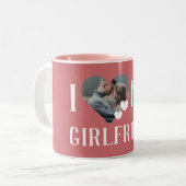 Valentijns Koppel Hart Aangepaste gepersonaliseer Tweekleurige Koffiemok (Voorkant links)