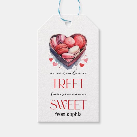 Valentijns Label macarons rood roze Cadeaulabel (Voorkant)