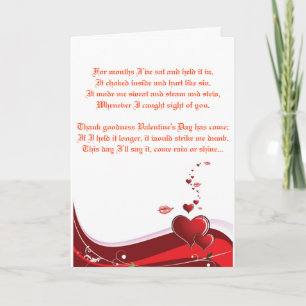 Valentijns liefdegedicht feestdagen kaart
