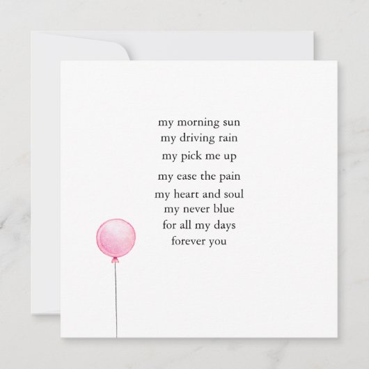 Valentijns Liefdesgedicht Verjaardagskaart eenvoud Feestdagenkaart (Voorkant)