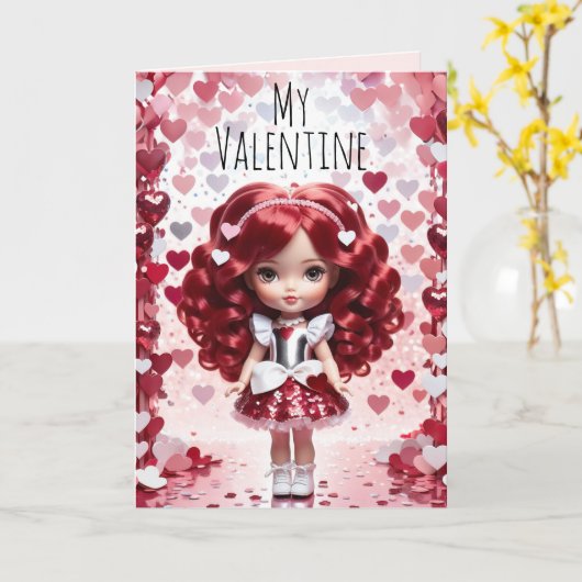 Valentijns Lieve Pop Valentijn Kaart (Gele Bloem)