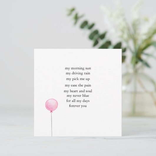 Valentijns Love gedicht Verjaardagskaart eenvoudig Feestdagenkaart (Staand voorkant)