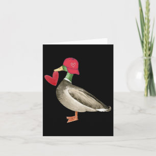 Valentijns Mallard Eend Retro Groovy Hartjes Valen Kaart