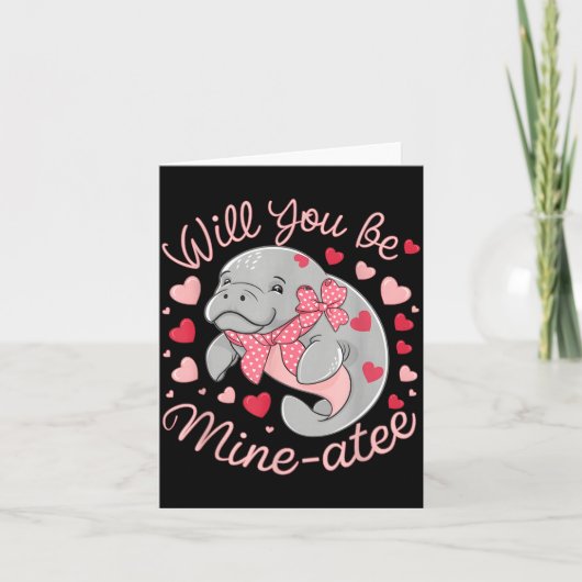 Valentijns Manatee Schattig Dier Hartjes Wil Je M Kaart (Voorkant)