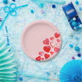 Valentijns met de hand gekleurd rood roze hart Bor Papieren Bordje (Feest)