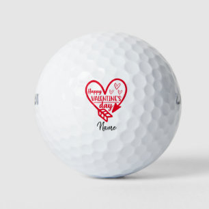 Valentijns met rood hart voor golfer Golf Balls Golfballen
