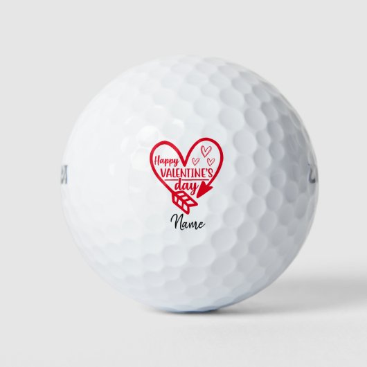Valentijns met rood hart voor golfer Golf Balls Golfballen (Voorkant)