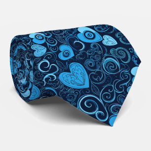 Valentijns mooie, geheel blauwe, met de hand getek stropdas