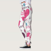 Valentijns motief Red Hearts & Birds Leggings (Links)