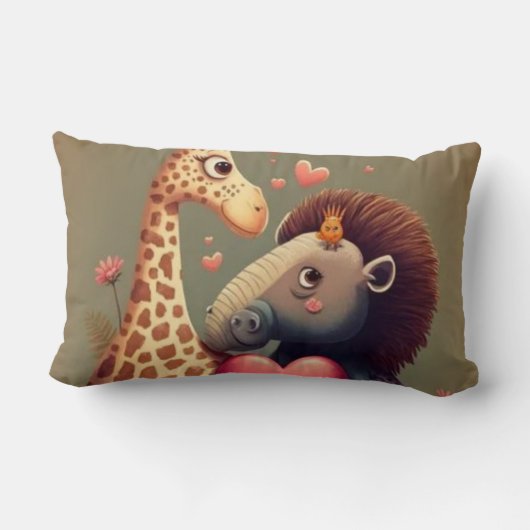 Valentijns nijlpaard cartoon op maat kussen (Achterkant)