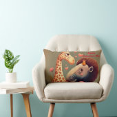 Valentijns nijlpaard cartoon op maat kussen (Stoel)