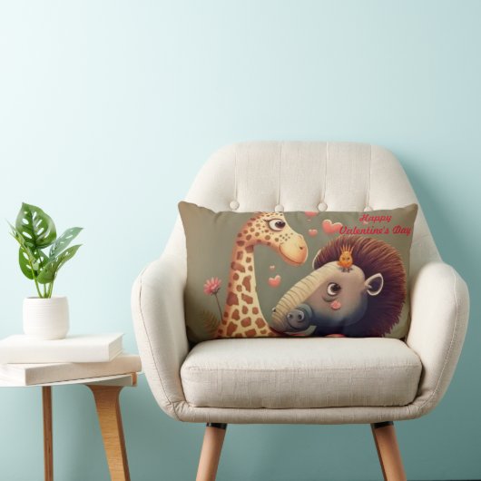 Valentijns nijlpaard cartoon op maat kussen (Stoel)