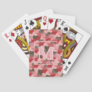 Valentijns papier harten faux camouflage monogram pokerkaarten