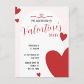 Valentijns Party Invitation Editable Design Uitnodiging Briefkaart (Voorkant)