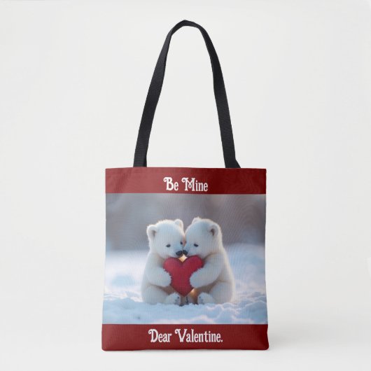 Valentijns Polar Beerwelpen Boodschappentas Tote Bag (Voorkant)