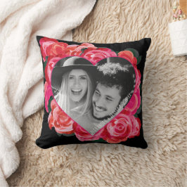 Valentijns Red Black Roos Heart Photo Pillow Kussen