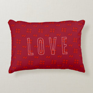 Valentijn's Red Hearts over Rode Liefde Accent Kussen