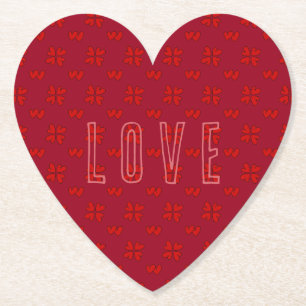 Valentijn's Red Hearts over Rode Liefde Kartonnen Onderzetters