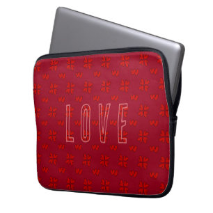 Valentijn's Red Hearts over Rode Liefde Laptop Sleeve